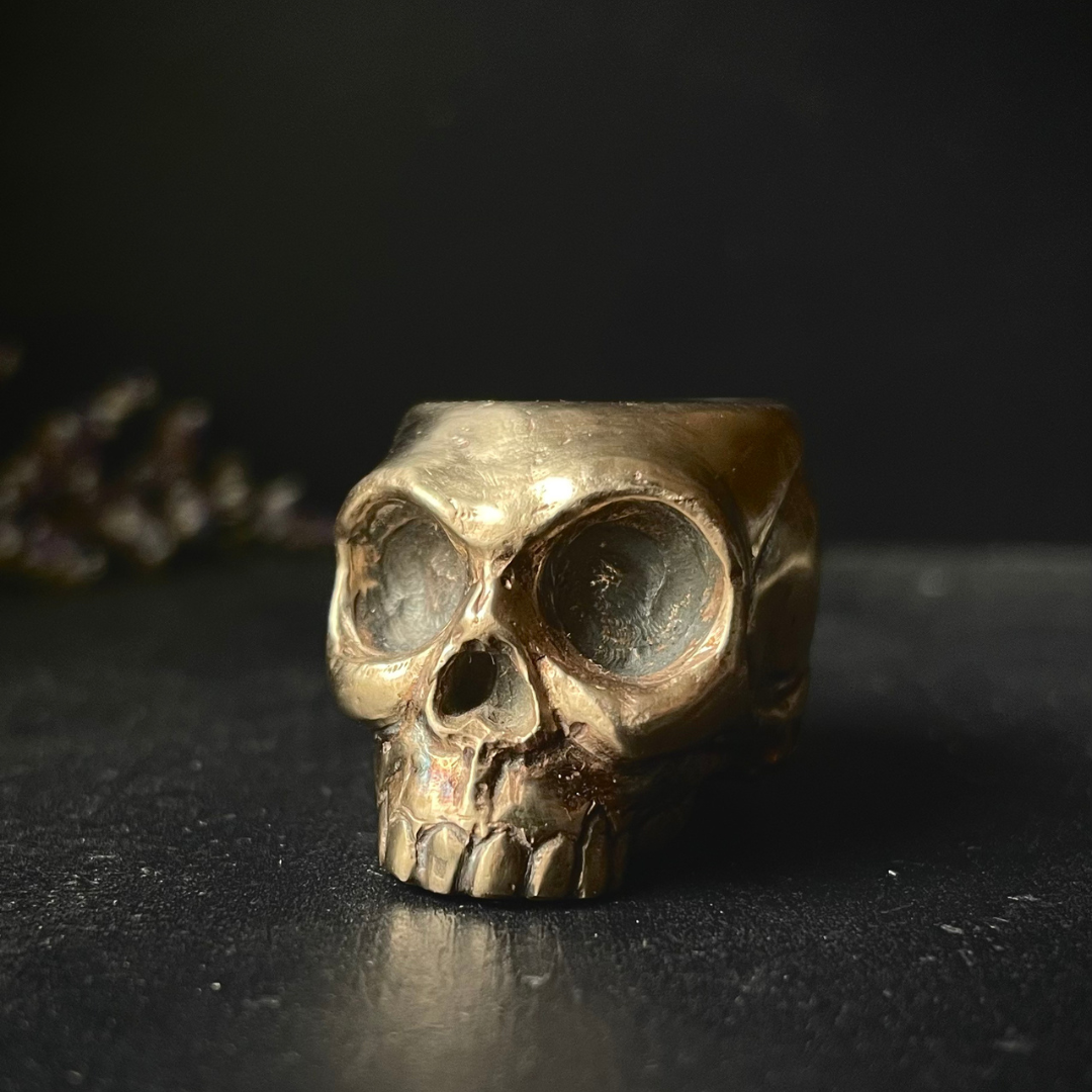 ALTAR ESSENTIALS :: Bronze Chime Candle Holder :: Skull