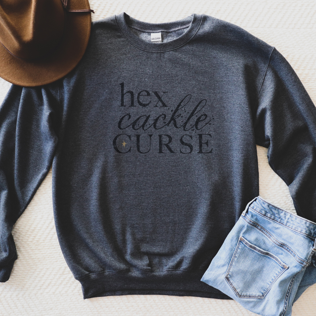 BASIC WITCH  ::  Crewneck Sweatshirt  ::  "Hex Cackle Curse"