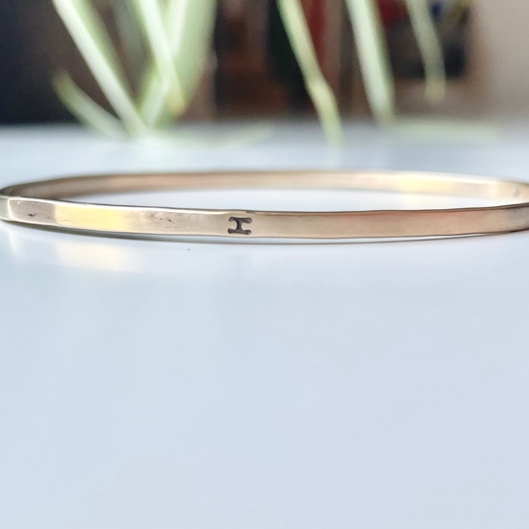 LUX  ::  Keepsake Initial Bangle  ::  14k yellow gold