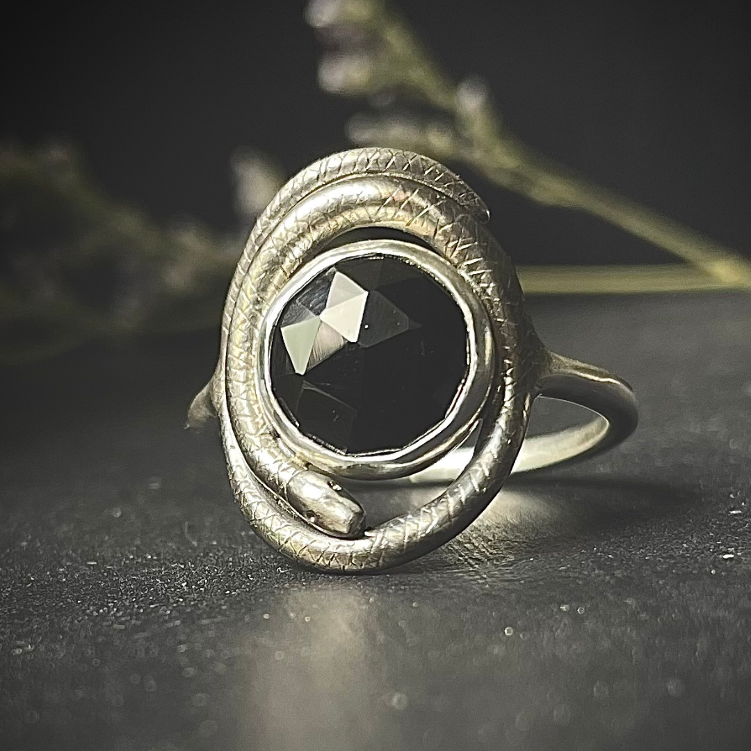 SERPENT SISTERS  ::  Regina Augustine  ::   rose cut Black Spinel