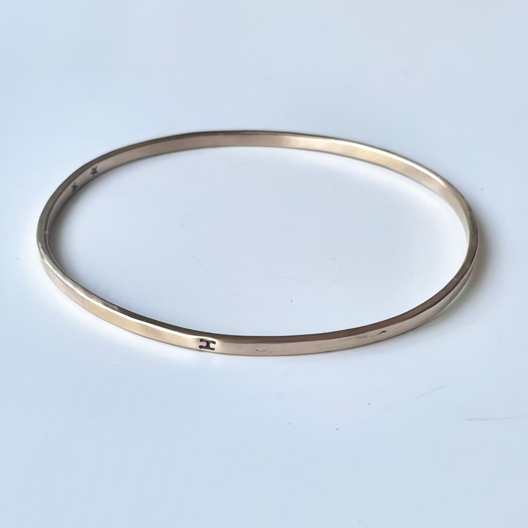 LUX  ::  Keepsake Initial Bangle  ::  14k yellow gold