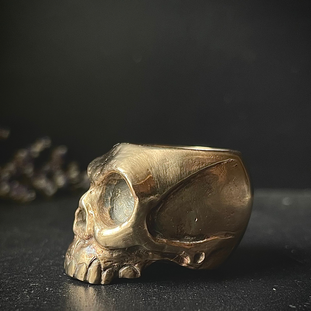 ALTAR ESSENTIALS  ::  Bronze Chime Candle Holder  ::  Skull