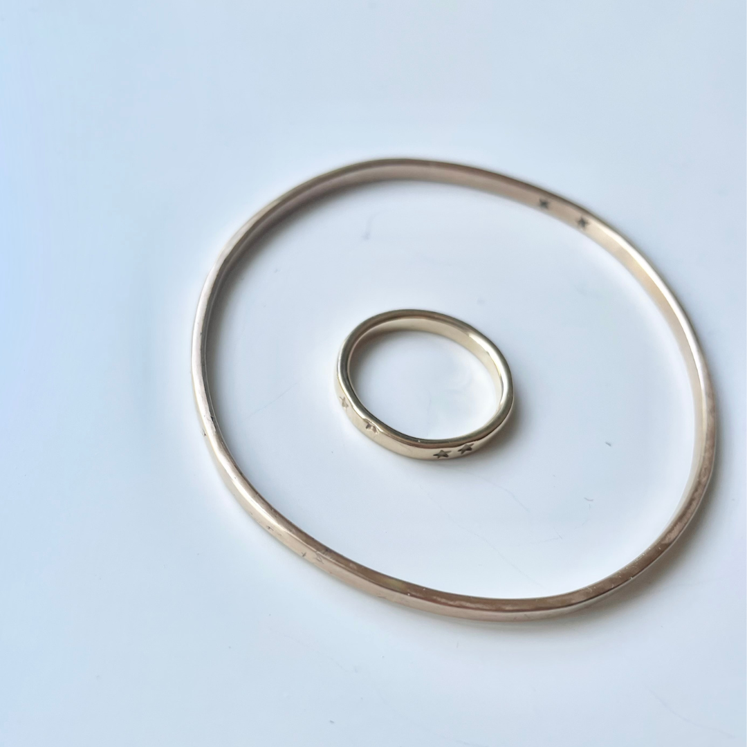 LUX  ::  Keepsake Initial Bangle  ::  14k yellow gold