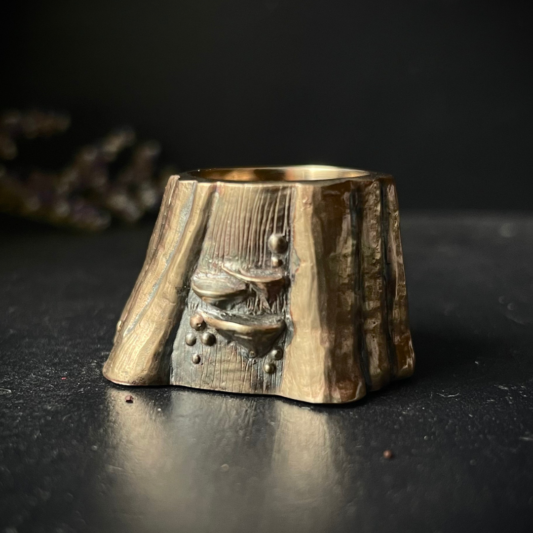 ALTAR ESSENTIALS  ::  Bronze Chime Candle Holder  ::  Tree Stump