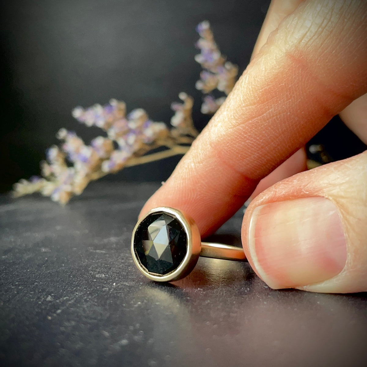 LUX  ::  Midnight&#39;s Beloved  ::  Black spinel in gold