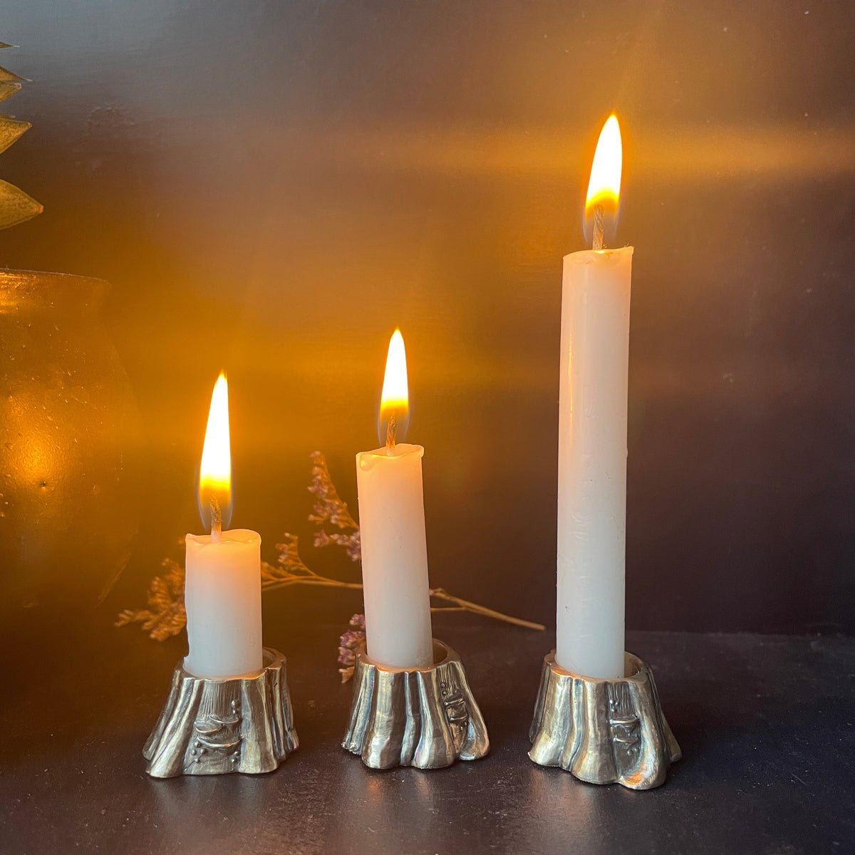 ALTAR ESSENTIALS  ::  Bronze Chime Candle Holder  ::  Tree Stump