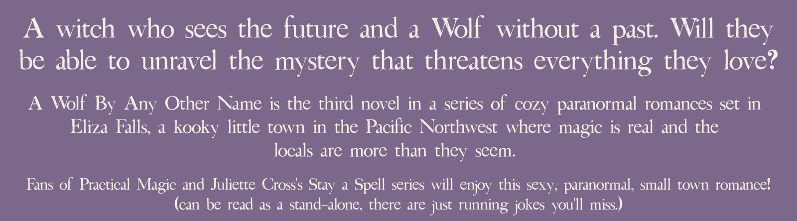 ELIZA FALLS  ::  BOOK 3  ::  A WOLF BY ANY OTHER NAME  ::  signed paperback and swag
