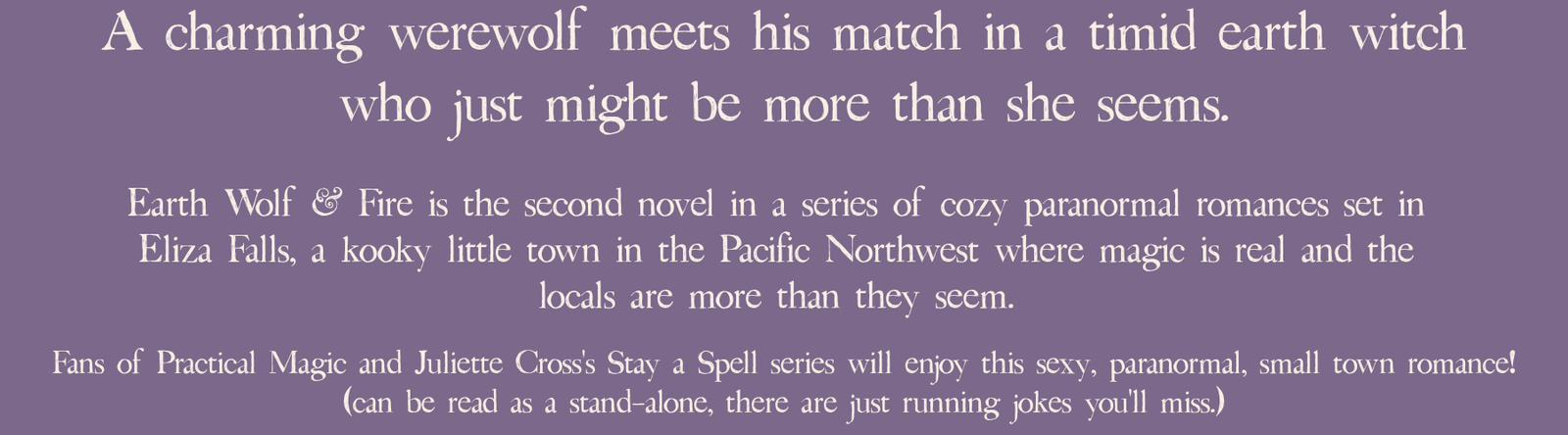 ELIZA FALLS  ::  BOOK 2  ::  EARTH WOLF & FIRE  ::  signed paperback and swag